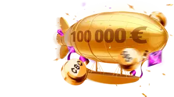 Golden airship with 100,000 € inscription, symbolizing a big win at CryptoBoss Casino.